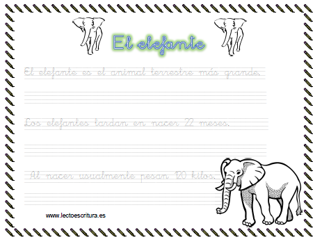 Ficha de escritura. El elefante