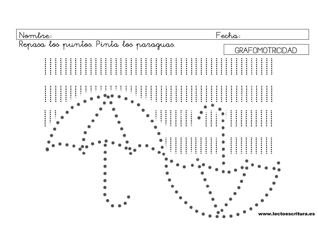 Ficha de grafomotricidad 4: palitos verticales y paraguas de puntos