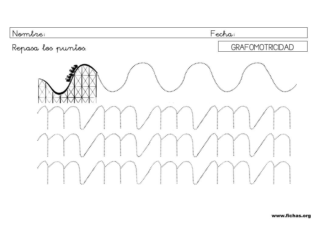 Ficha de grafomotricidad 8: montaña rusa y ondas