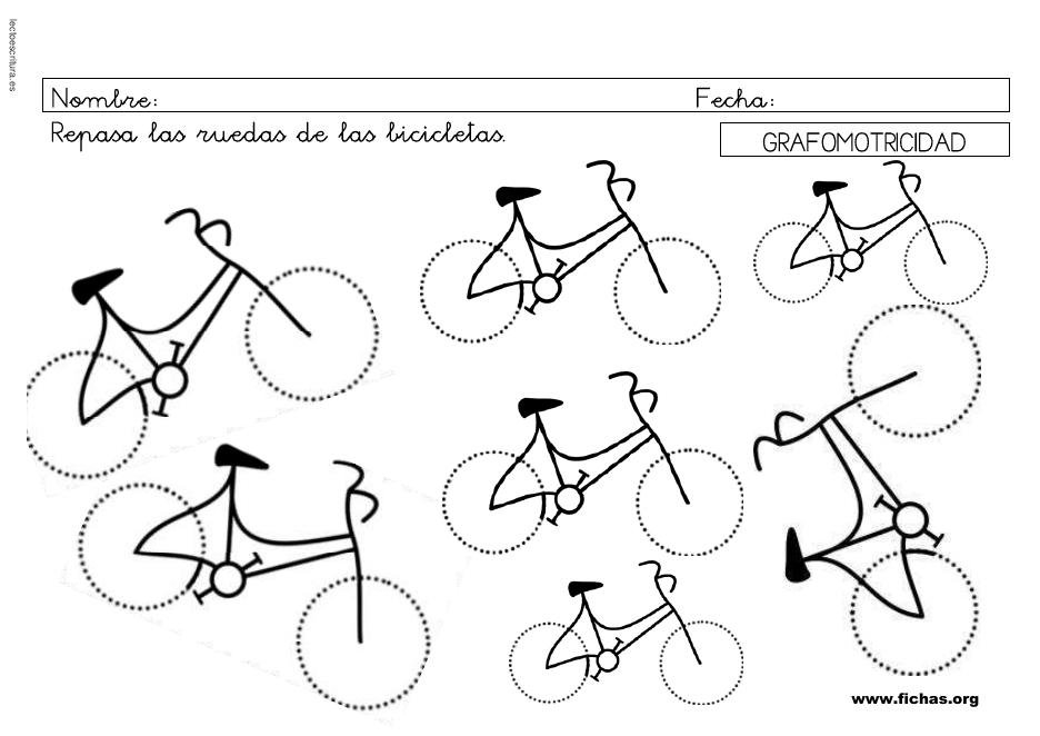 Ficha de grafomotricidad 9: ruedas de bicicleta